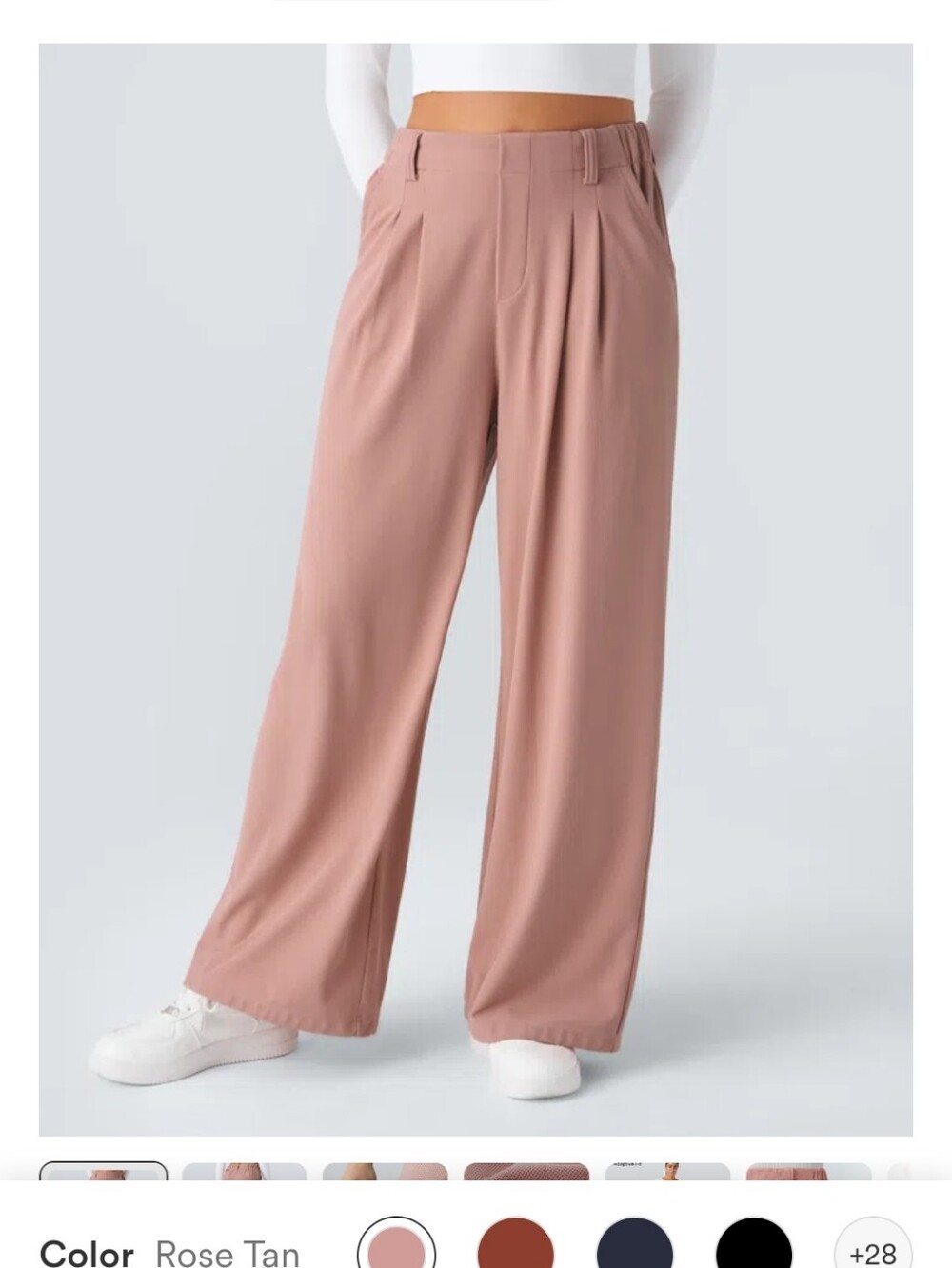 HALARA Wide-Leg Pleated Pants in Rose Tan